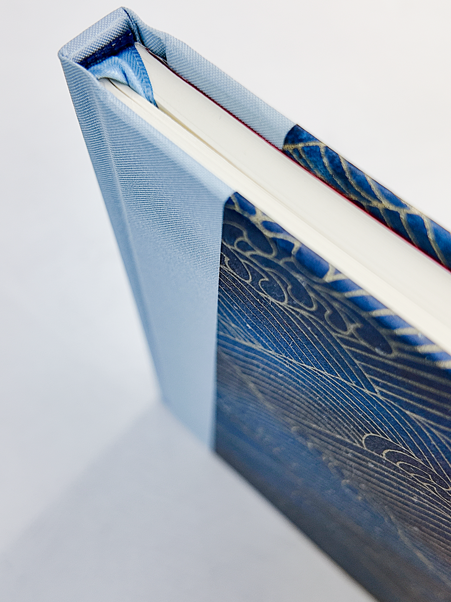 NEW A5 128-page Hardcover Notebook - Golden Waves on Blue Chiyogami Paper