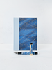 NEW A5 128-page Hardcover Notebook - Golden Waves on Blue Chiyogami Paper
