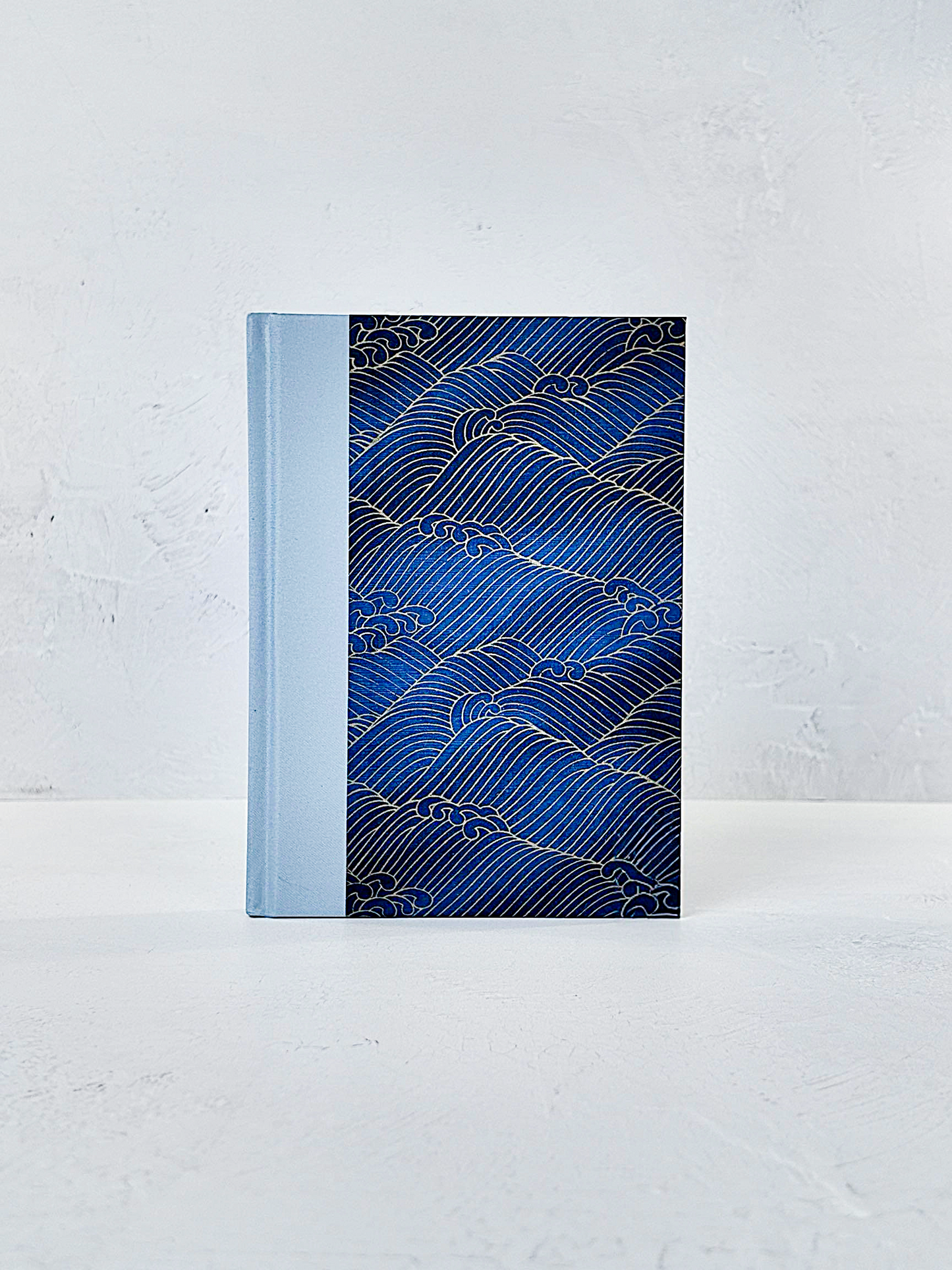 NEW A5 128-page Hardcover Notebook - Golden Waves on Blue Chiyogami Paper