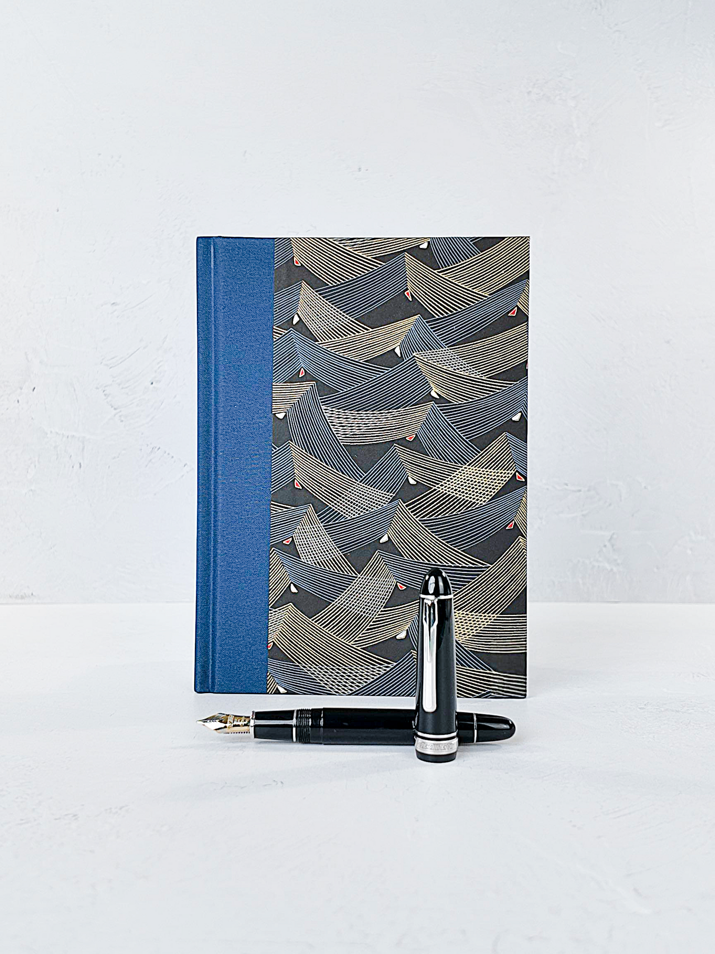 NEW A5 128-page Hardcover Notebook - Golden Peaks Chiyogami Paper