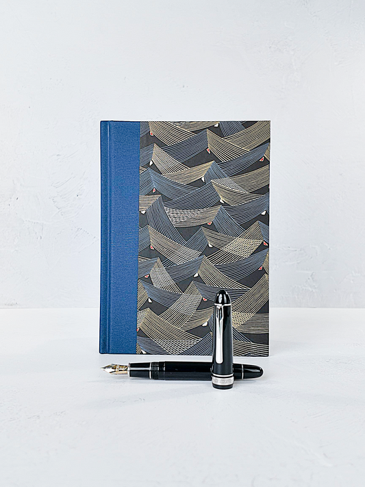 NEW A5 128-page Hardcover Notebook - Golden Peaks Chiyogami Paper
