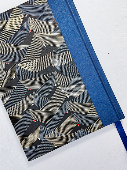 NEW A5 128-page Hardcover Notebook - Golden Peaks Chiyogami Paper