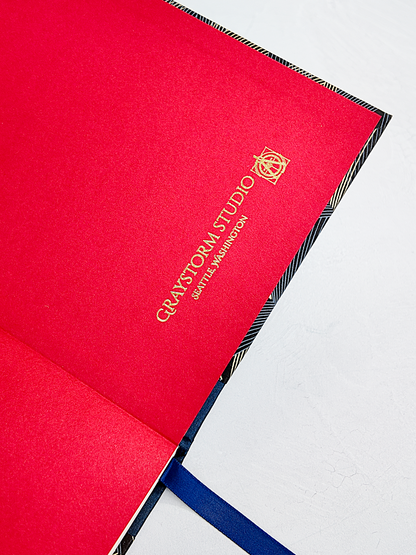 NEW A5 128-page Hardcover Notebook - Golden Peaks Chiyogami Paper