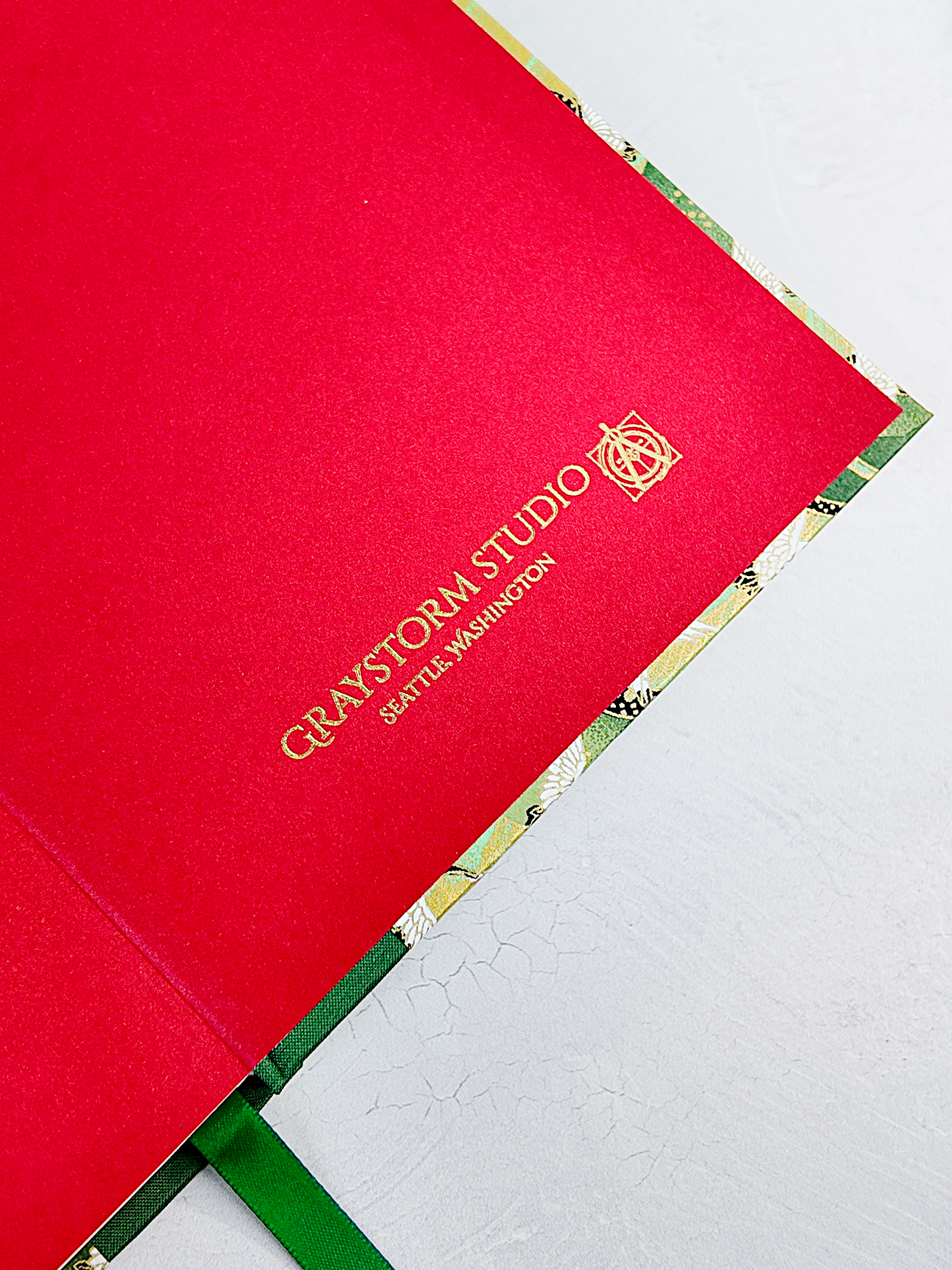 NEW A5 128-page Hardcover Notebook - White Cranes on Green Chiyogami Paper