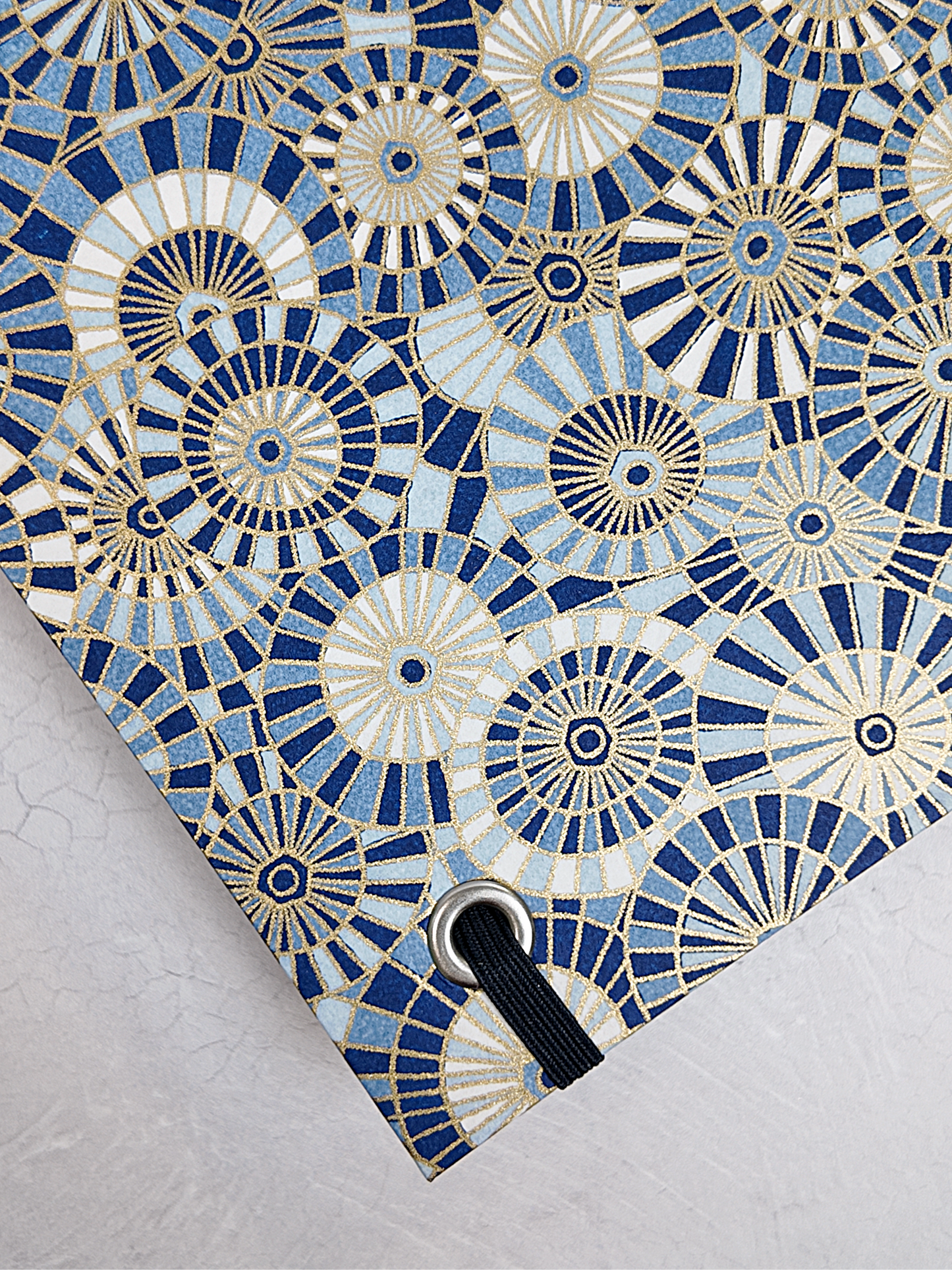 NEW B5 192-page Hardcover Journal finished in Steel-Blue and Blue Gold Geometric Chiyogami Paper