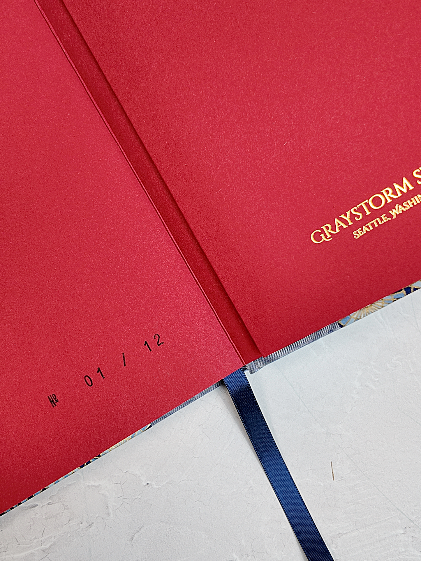 NEW A5 160-page Hardcover Journal finished in Steel-Blue and Blue Gold Geometric Chiyogami Paper