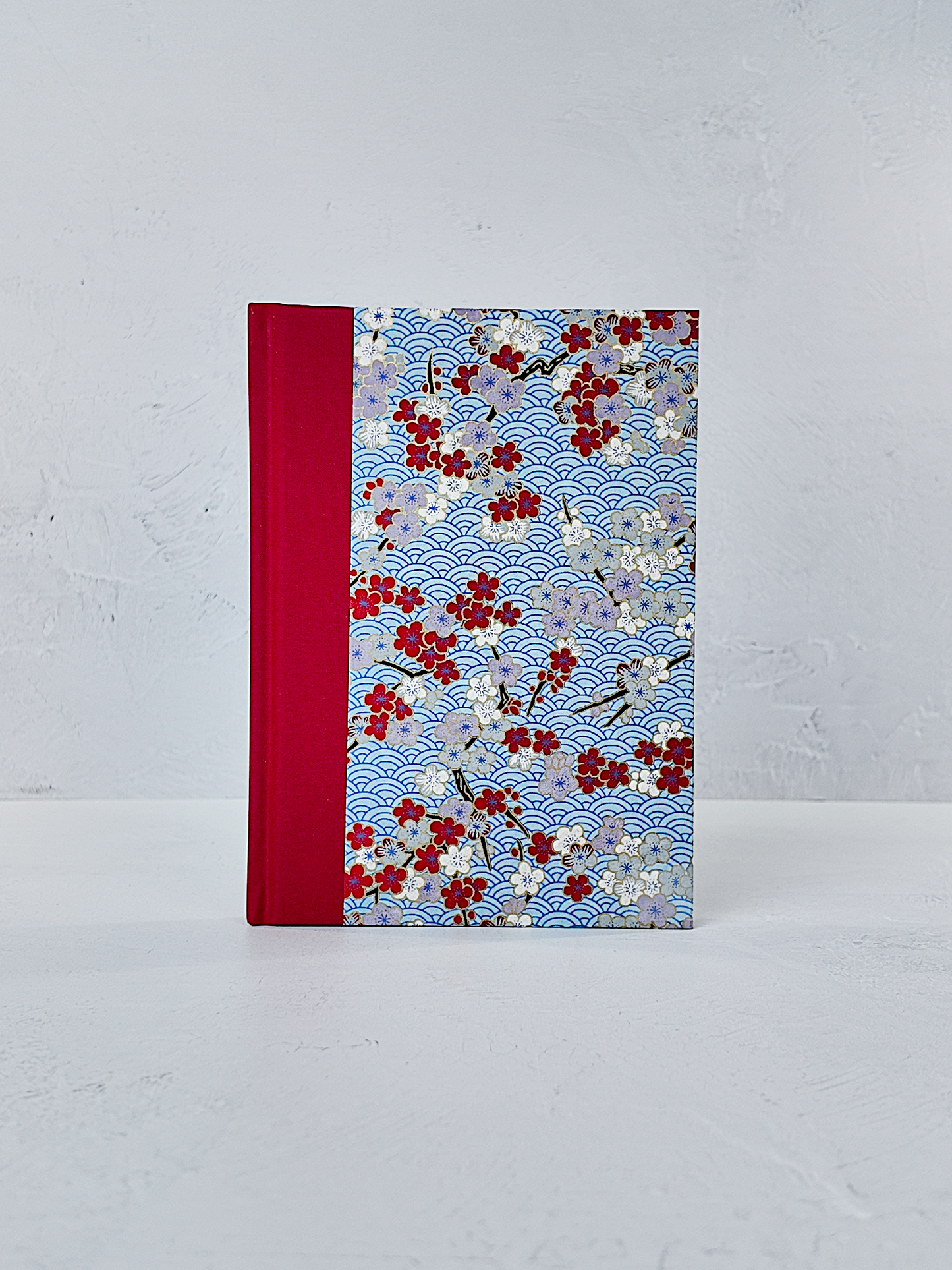 NEW A5 128-page Hardcover Notebook - Red Cherry Blossom Chiyogami Paper