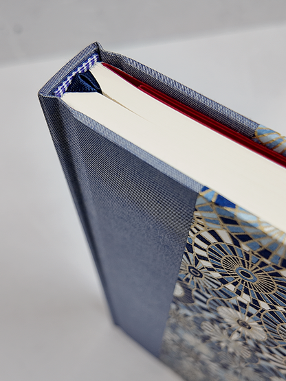 NEW B5 192-page Hardcover Journal finished in Steel-Blue and Blue Gold Geometric Chiyogami Paper