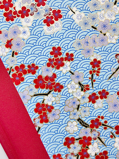 NEW A5 128-page Hardcover Notebook - Red Cherry Blossom Chiyogami Paper