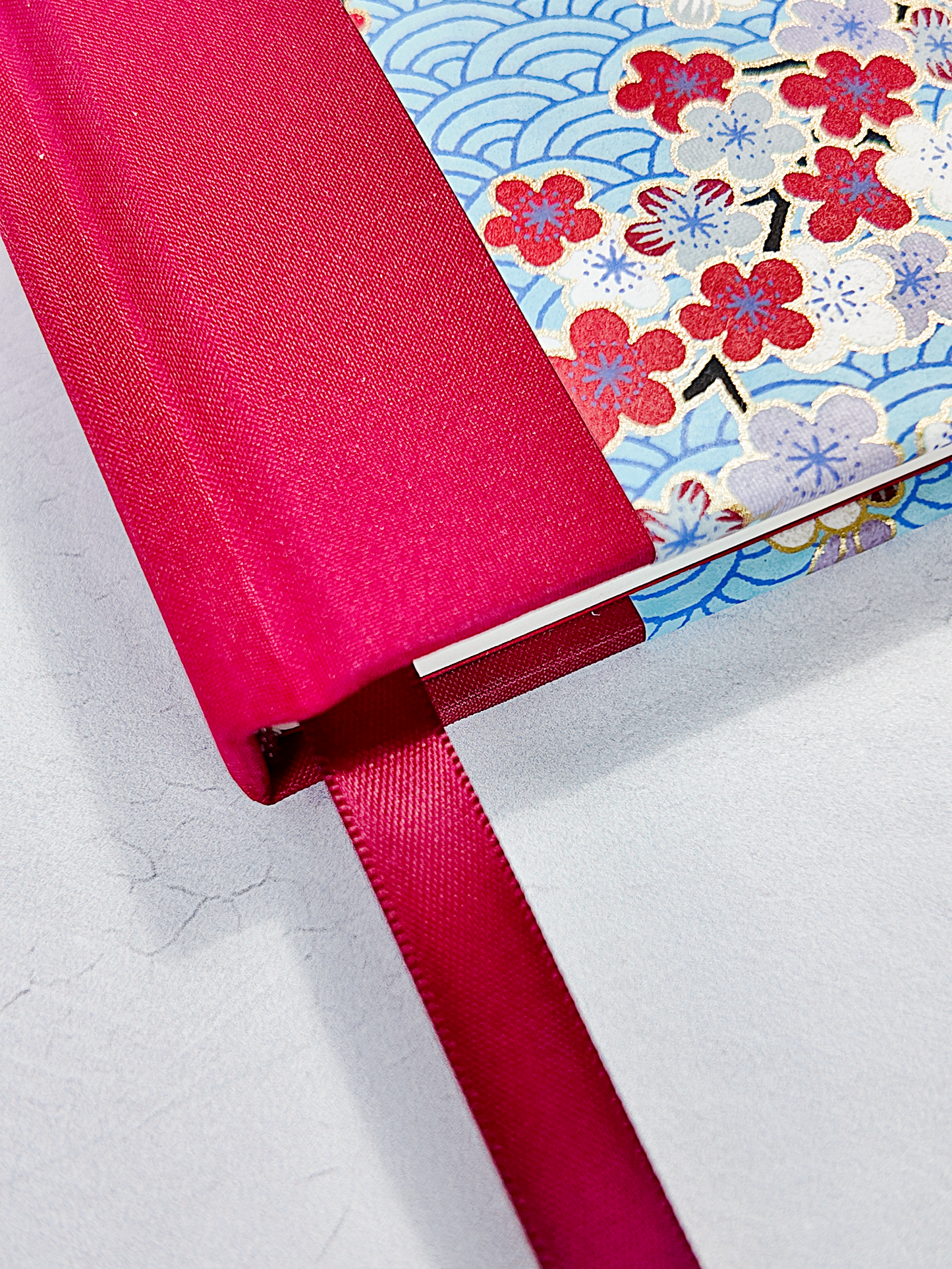 NEW A5 128-page Hardcover Notebook - Red Cherry Blossom Chiyogami Paper