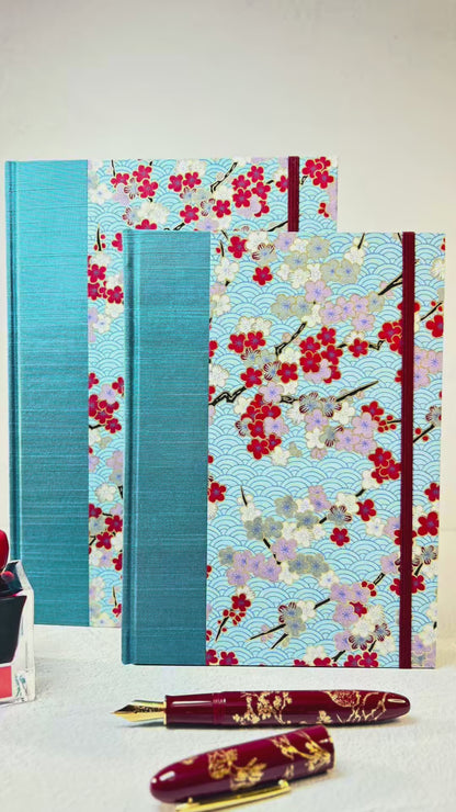 (PRE-ORDER October Delivery) B5 192-page Hardcover Notebook finished in Red and White Cherry Blossom Chiyogami Paper